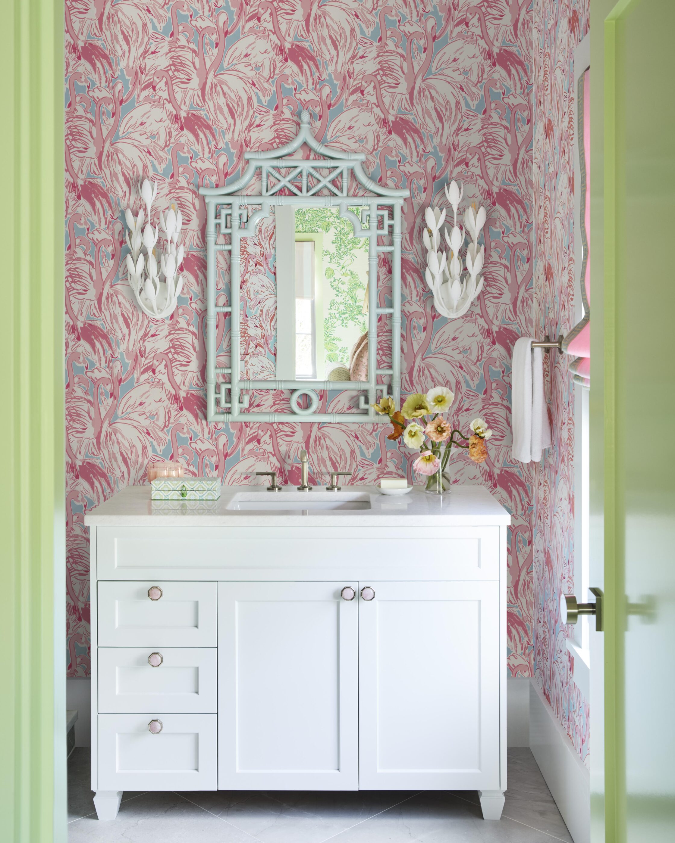girls bathroom pink Lilly coastal designed megan molten interiors