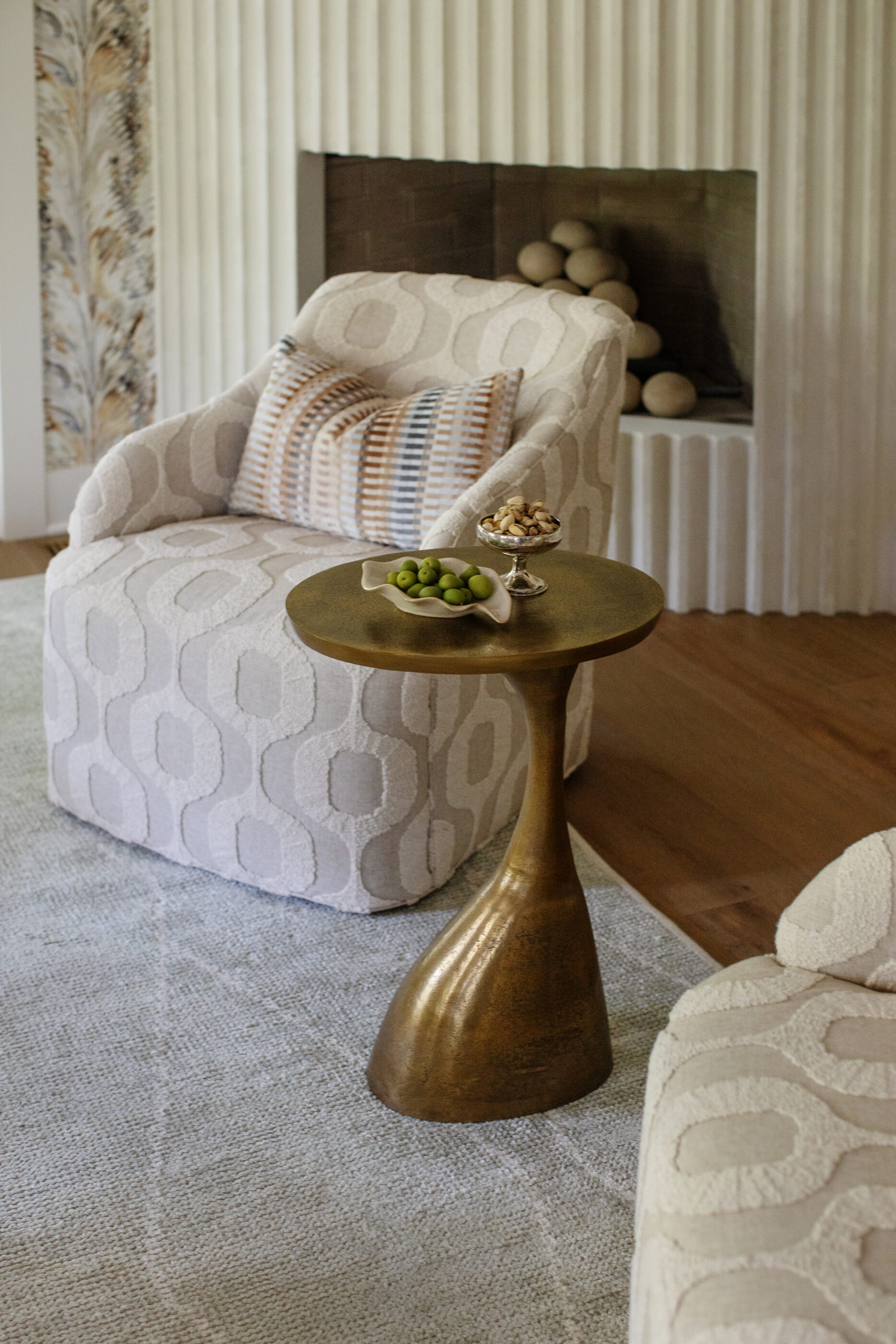 interior design living room entry artwork lowcountry funky folly beach decor upholstery details
