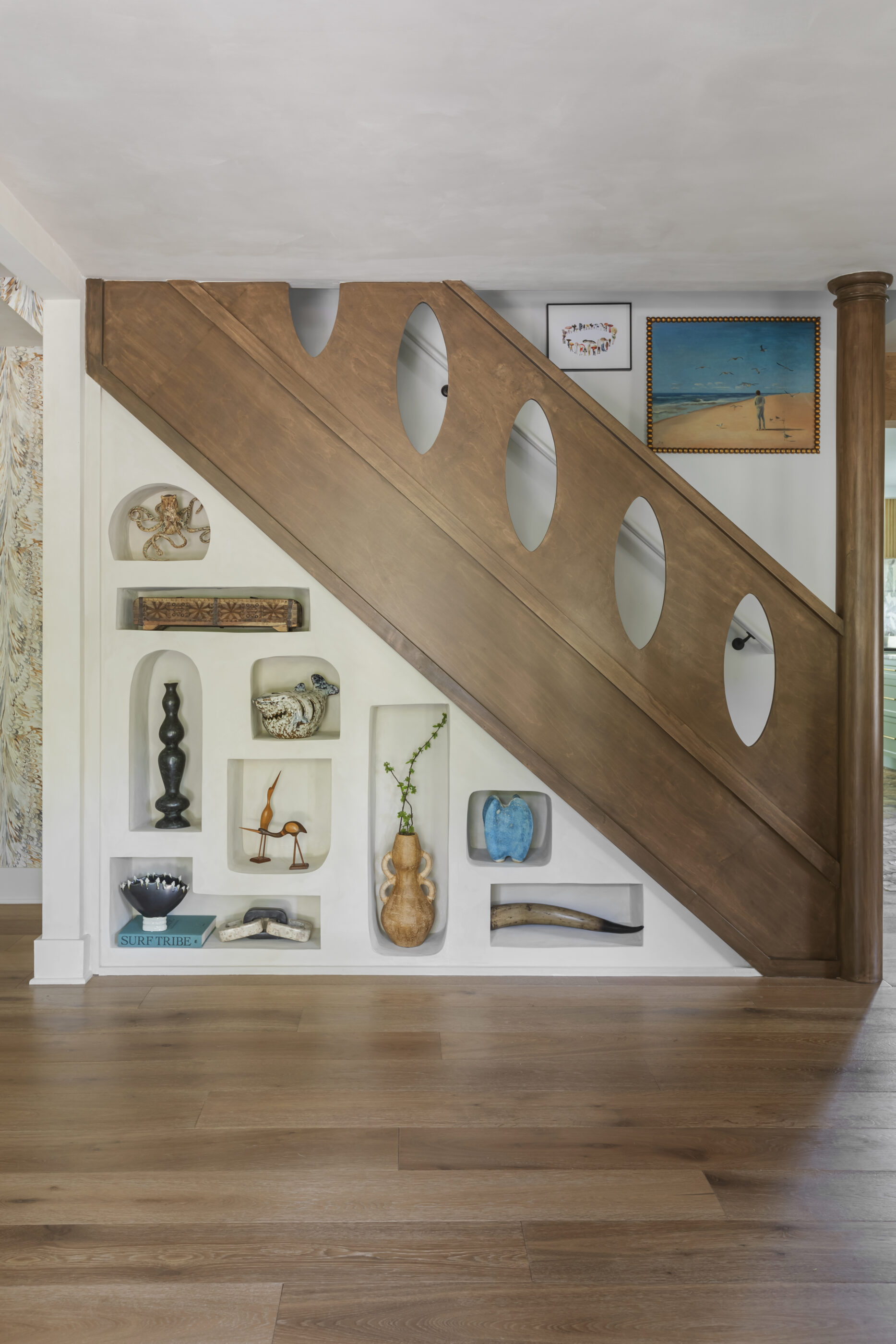 funky folly beach interior design interesting stair design custom shelving