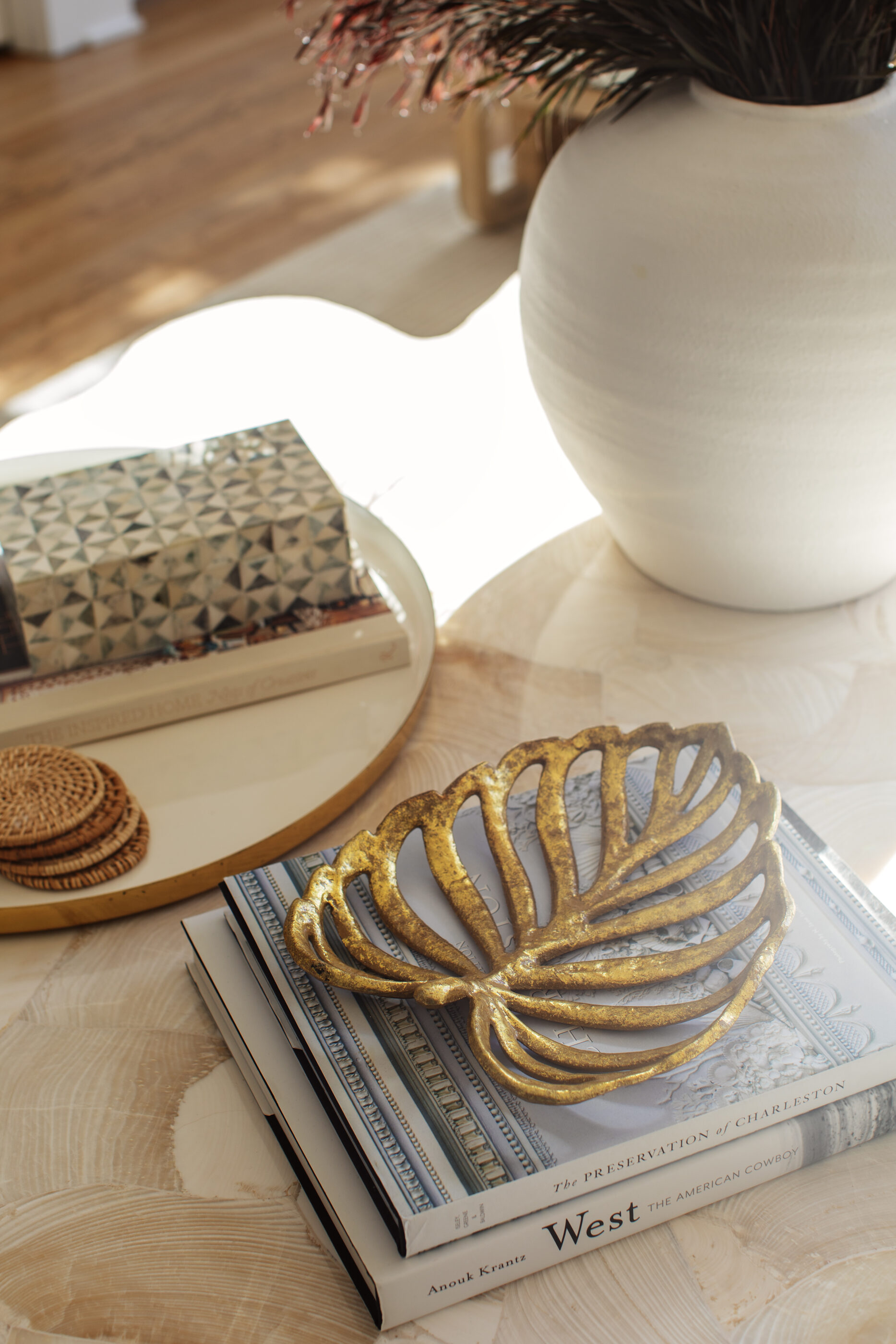 accessories living room coffee table styling coastal interior design modern Megan molten charleston savannah bluffton james island